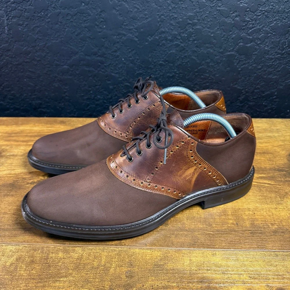 Johnston & Murphy Saddle Oxford 20-7351 Brown Leather Dress Shoes Mens 9